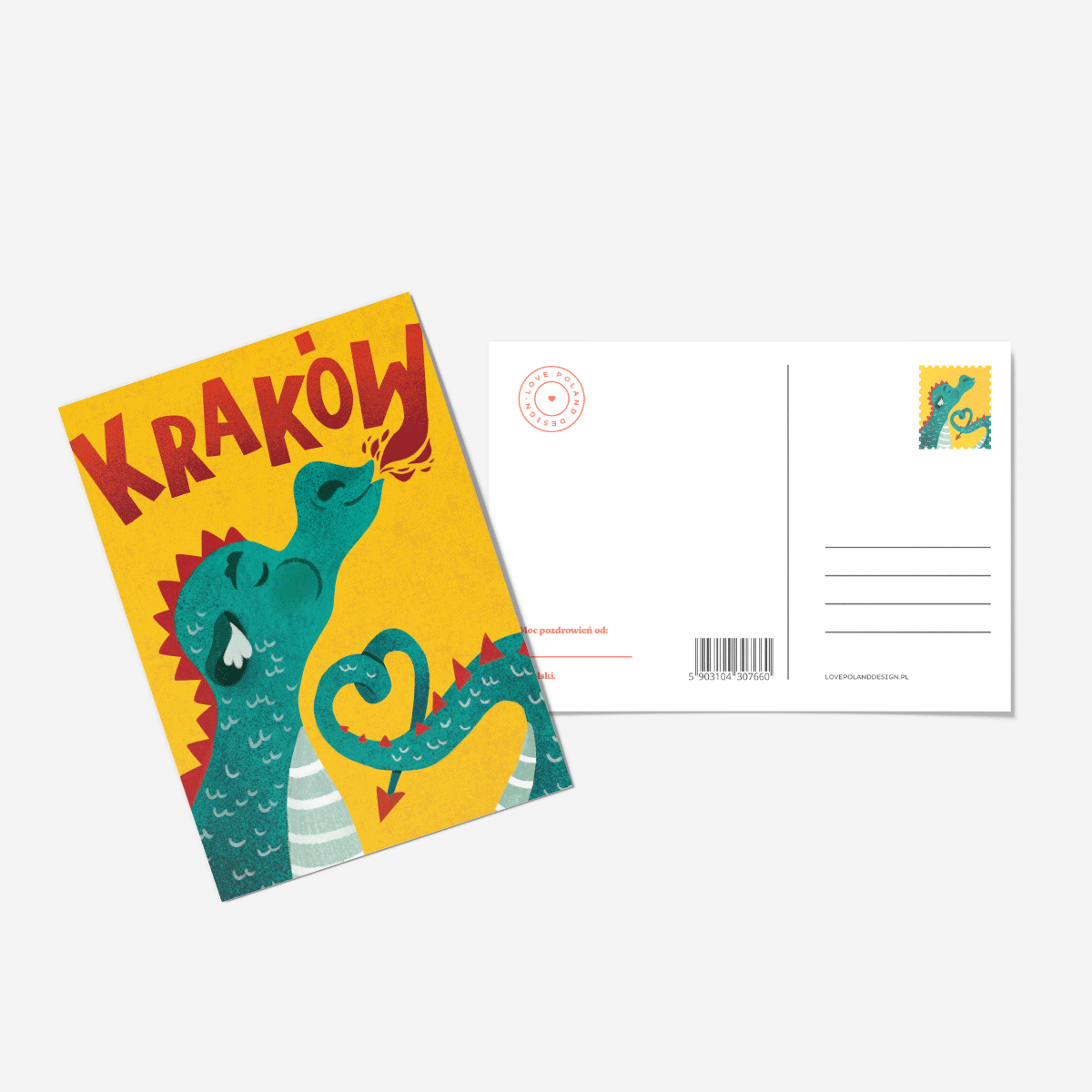 Pocztówka Kraków Smok Ogień