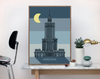 Retro Night Palace of Culture Poster 40x50